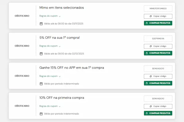 cupom desconto Boticário primeira compra
