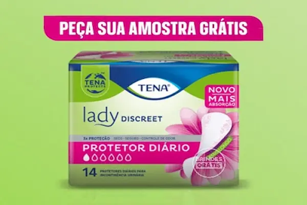 amostras TENA fraldas e absorventes